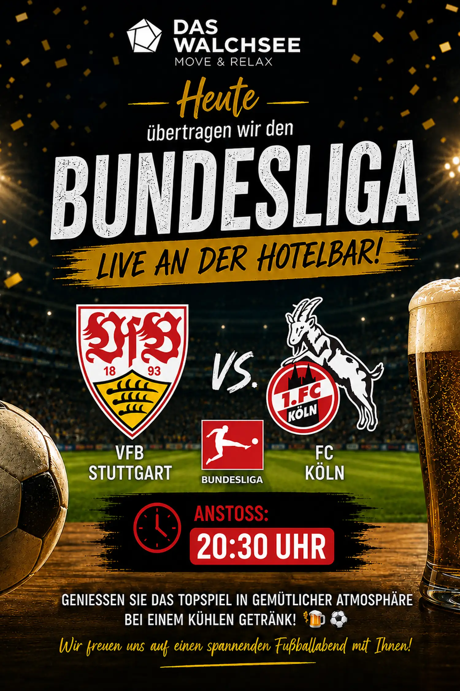 Live Bundesliga Übertragung an der Hotelbar