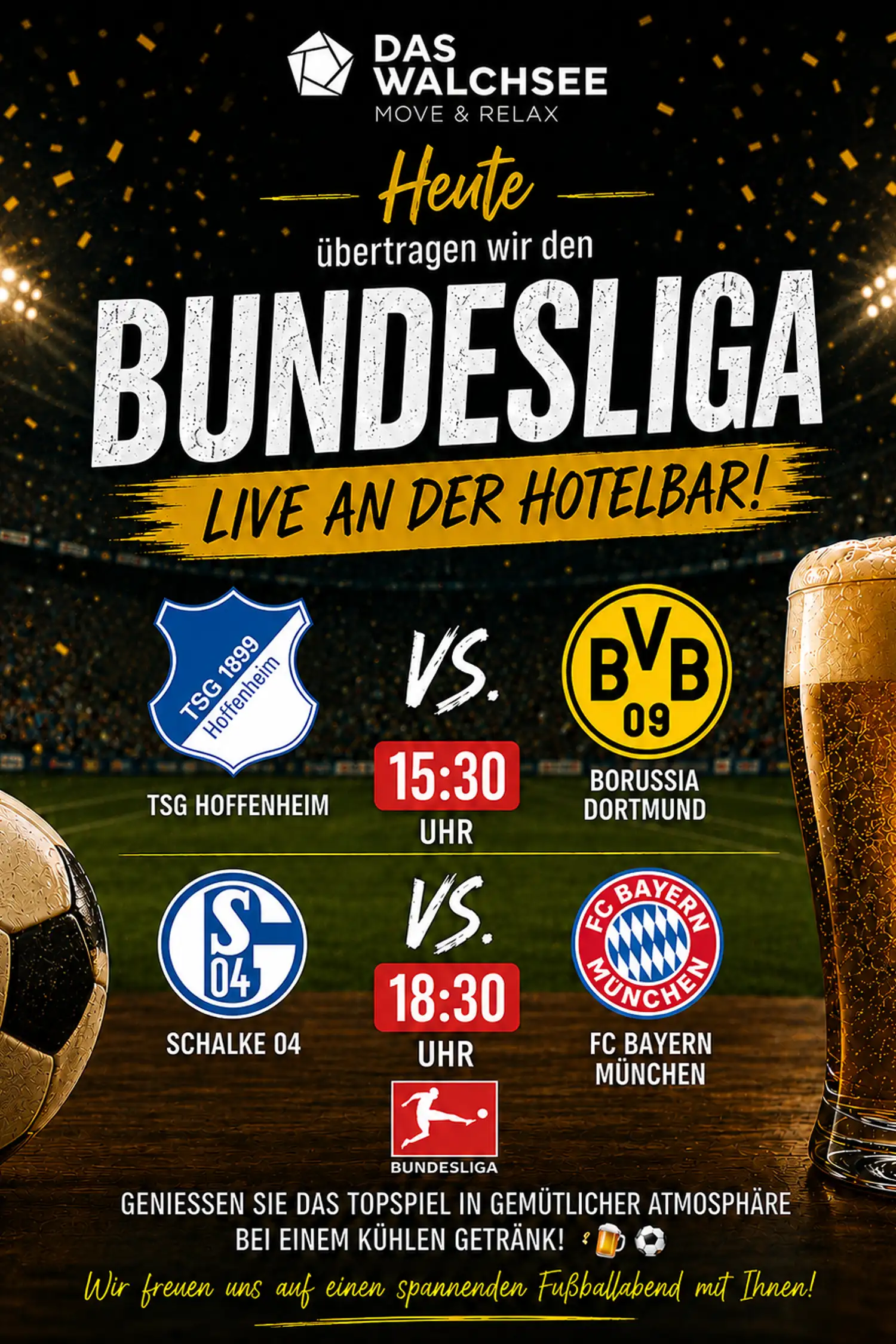 Live Bundesliga Übertragung an der Hotelbar