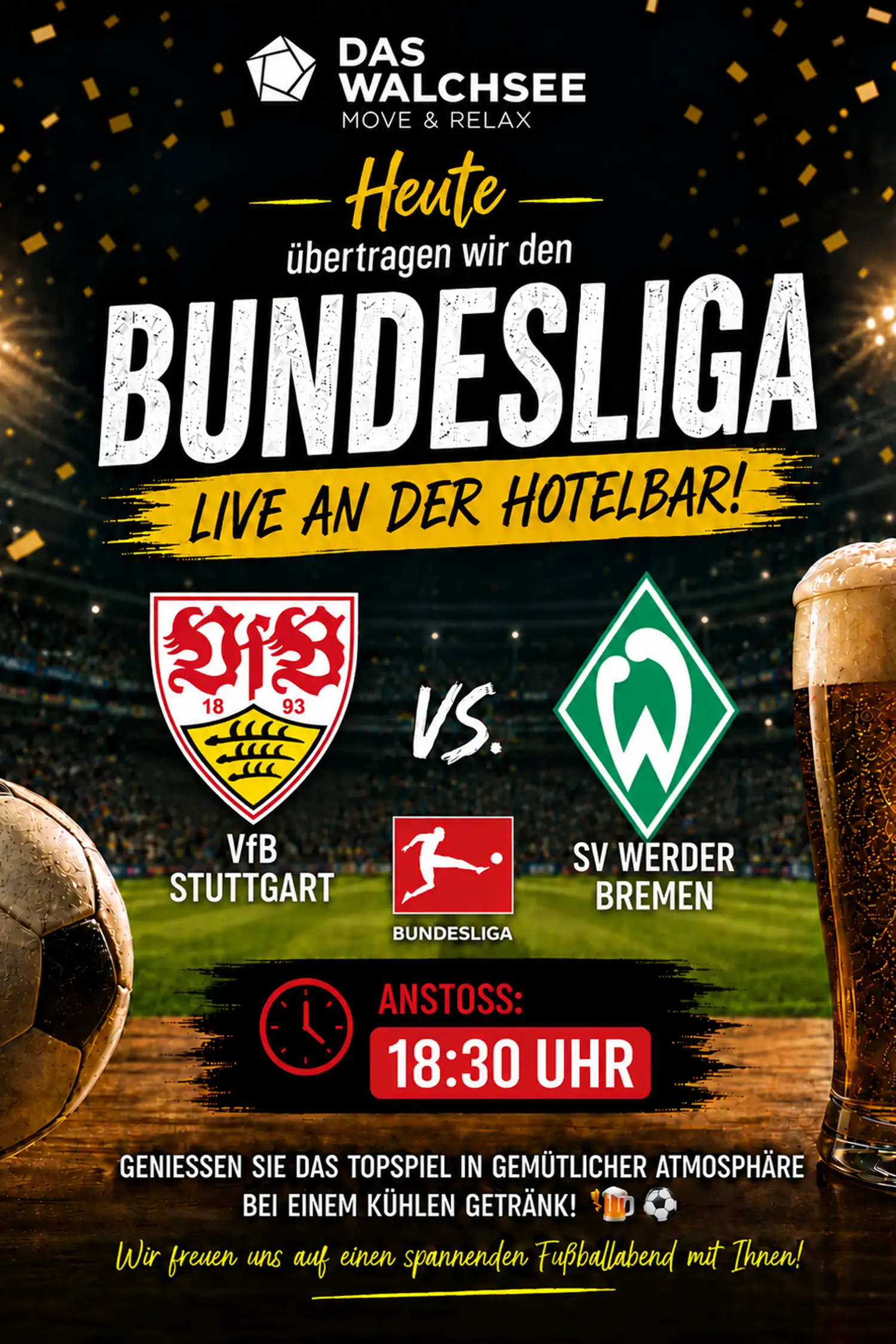 Live Bundesliga broadcast at the hotel bar
