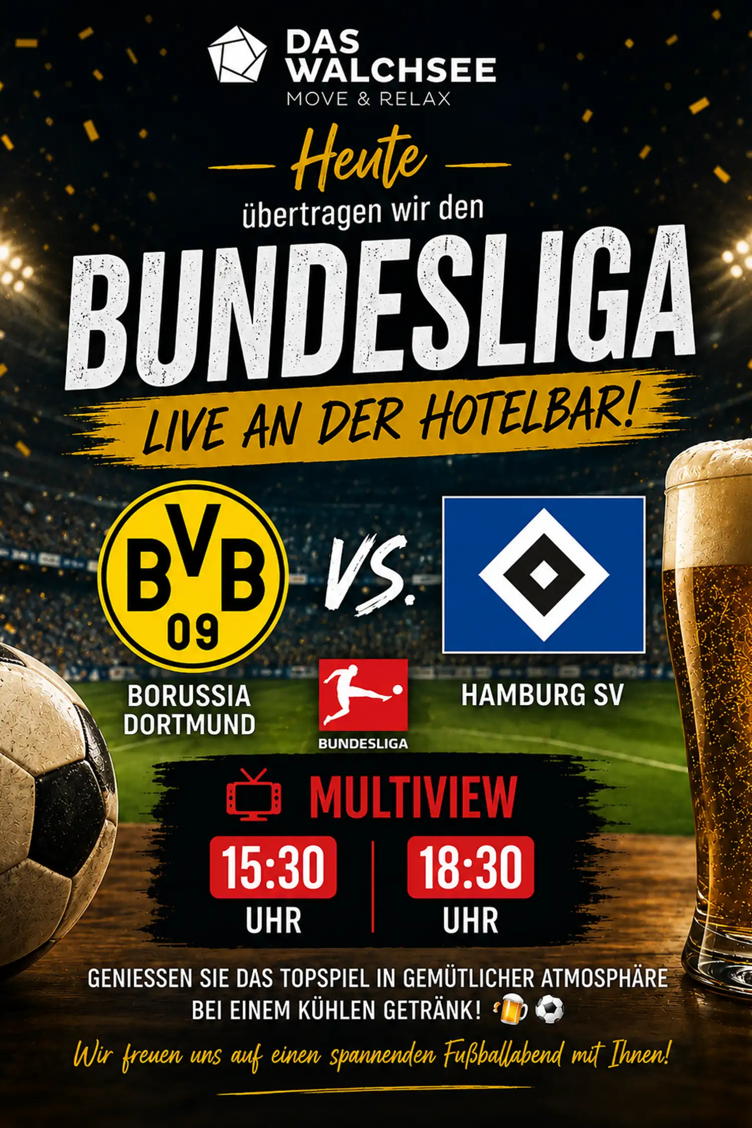 Live Bundesliga broadcast at the hotel bar