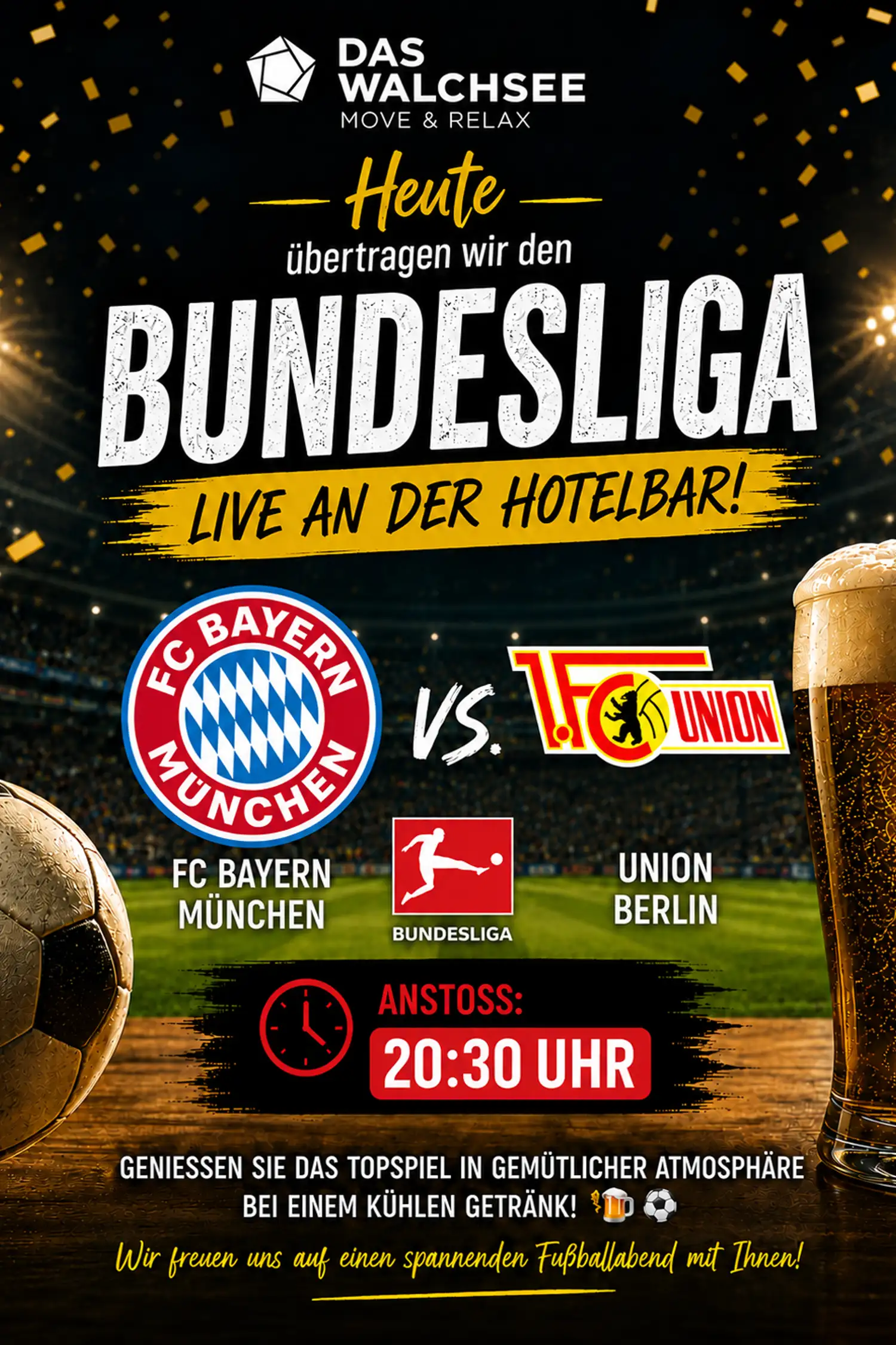 Live Bundesliga Übertragung an der Hotelbar