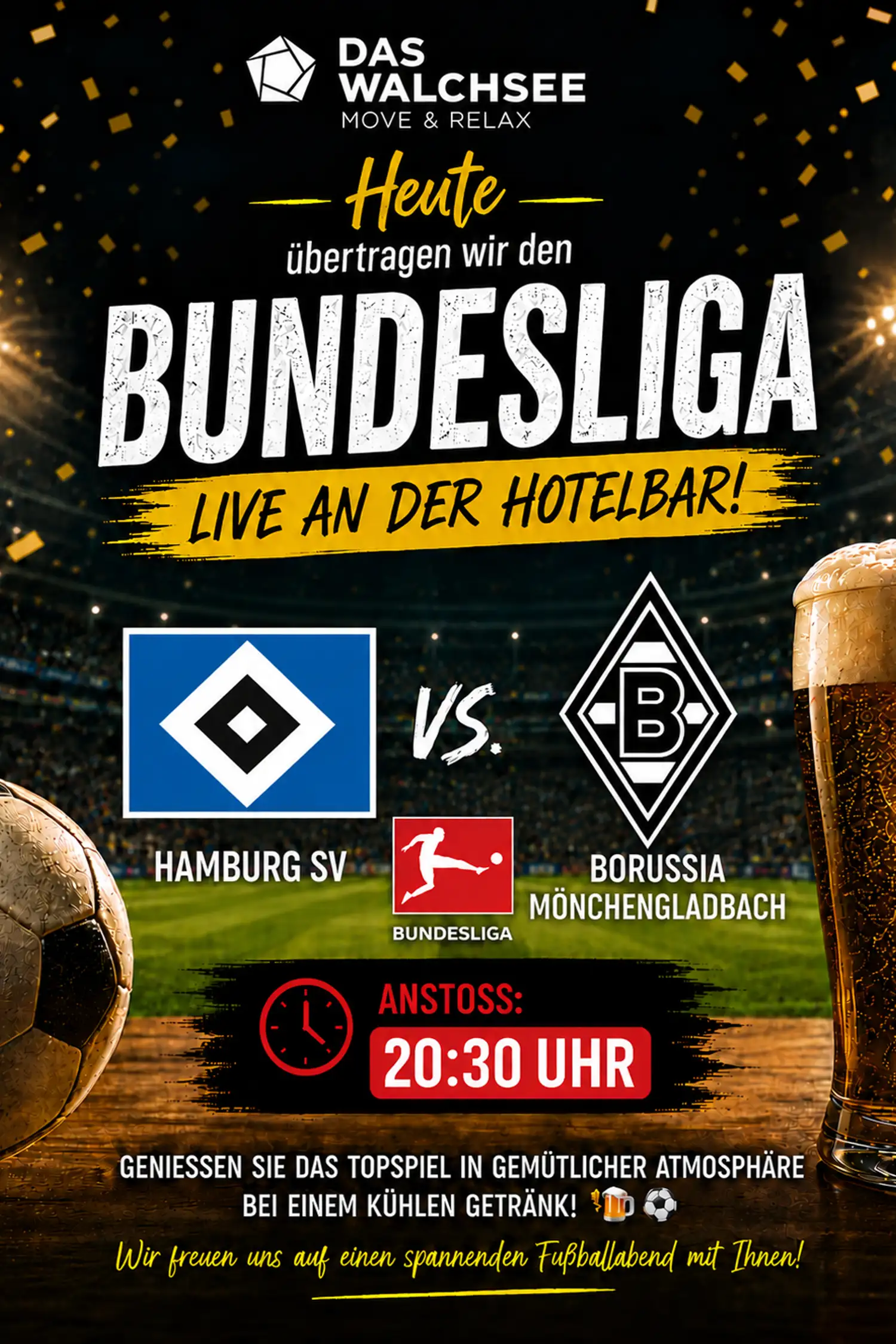 Live Bundesliga broadcast at the hotel bar