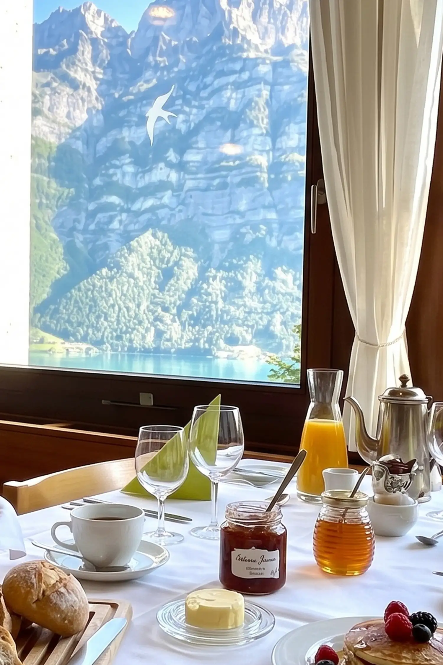 Breakfast with a panorama - enjoyment on Lake Walen