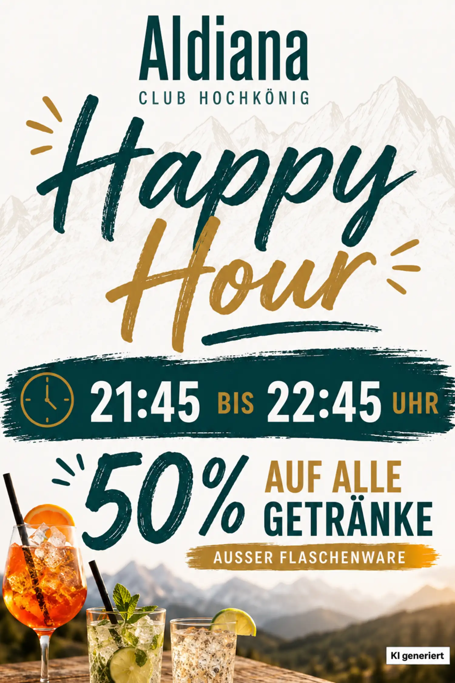 Happy Hour - Drinks genießen auf der Piazza und 50 % sparen!