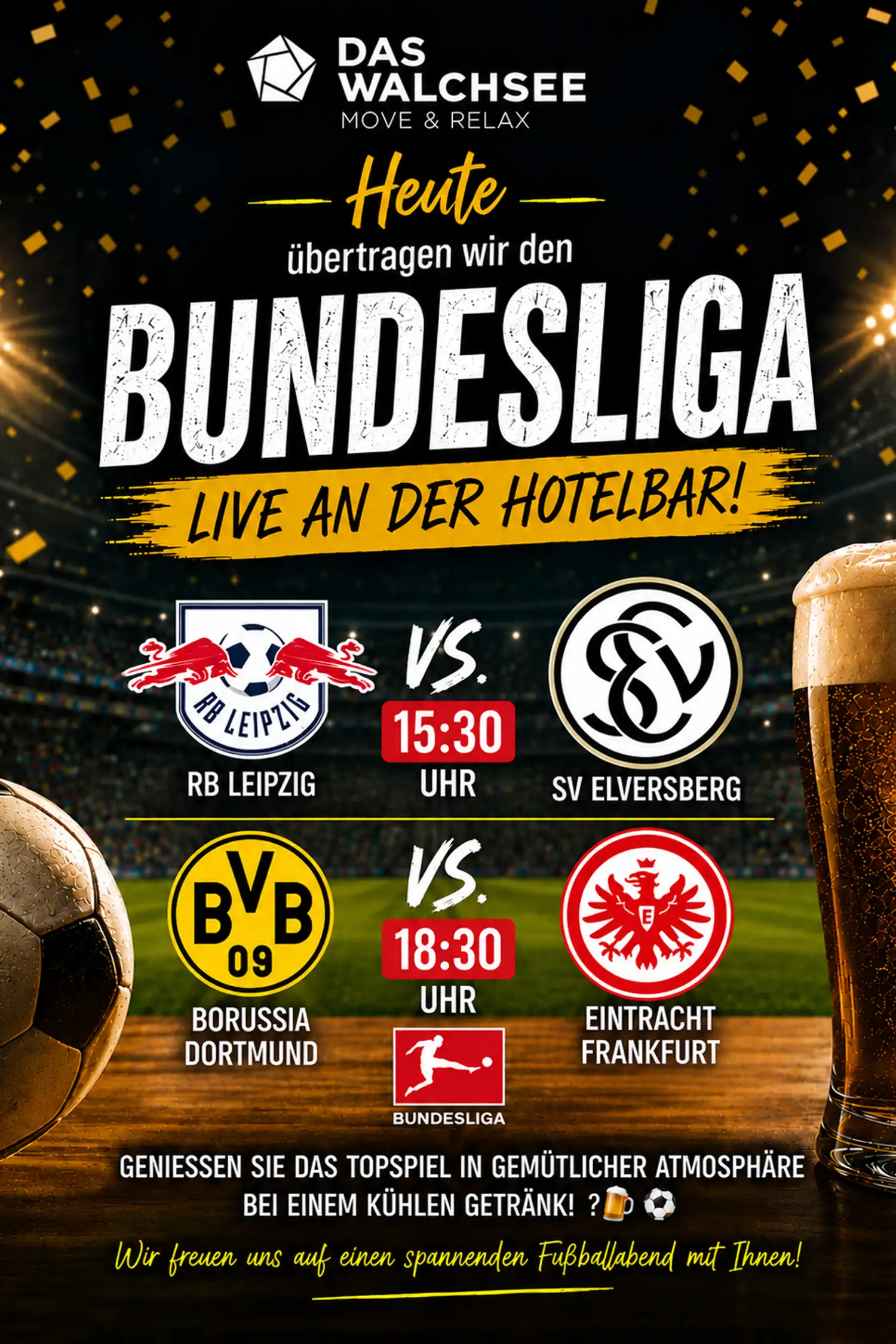 Live Bundesliga broadcast at the hotel bar