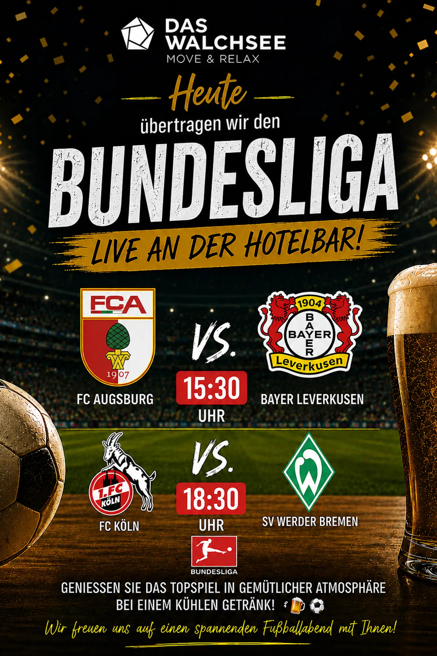 Live Bundesliga Übertragung an der Hotelbar